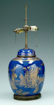 Chinese powder blue lidded jar,