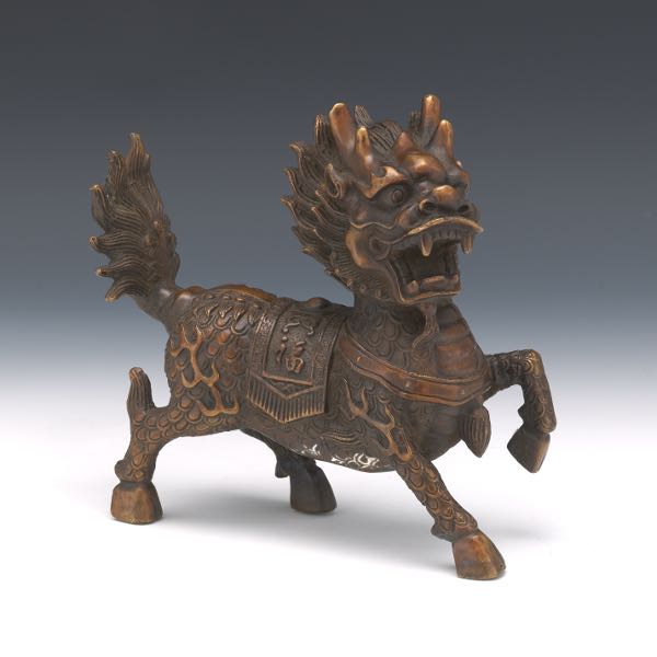 CHINESE QILIN BRONZE SCULPTURE 