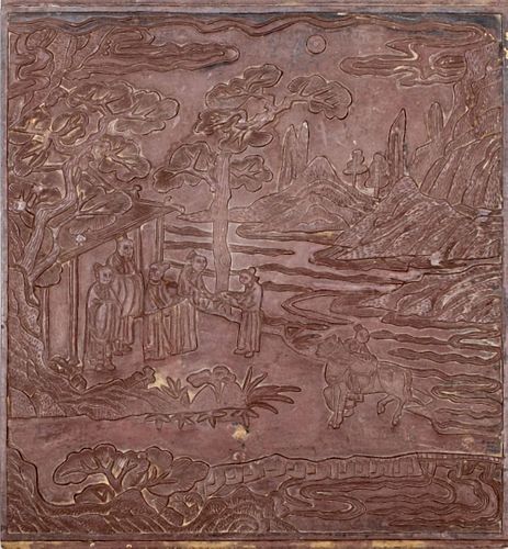 CHINESE QING BRONZE BAS RELIEF