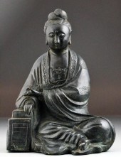 Chinese Qing Bronze GuanyinFin