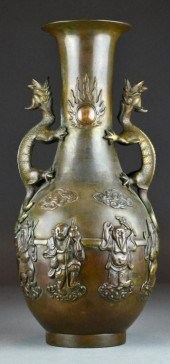 Chinese Qing Bronze VaseDepict