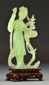 Chinese Qing Carve Jade Guan-y