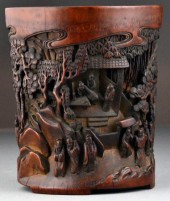 Chinese Qing Carved Bamboo Bru