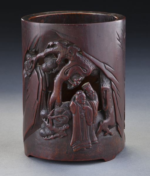 Chinese Qing carved bamboo brush