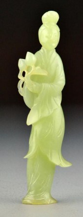 Chinese Qing Carved Celedon Ja