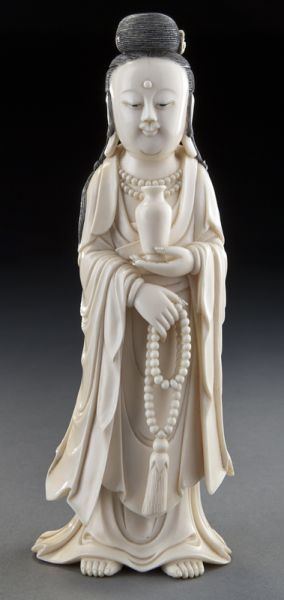 Chinese Qing carved ivory Guanyin