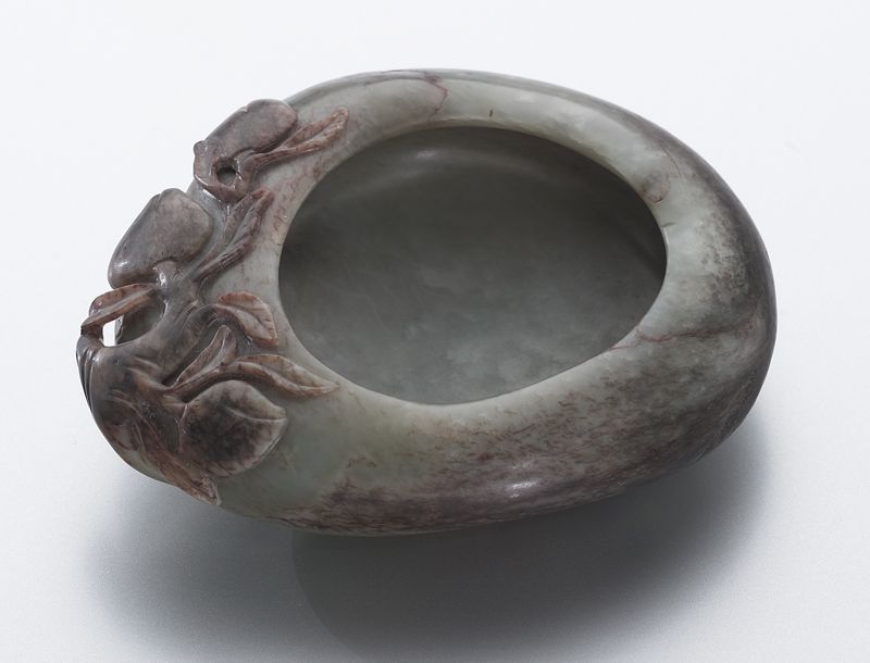 Chinese Qing carved jade brush