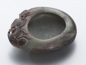 Chinese Qing carved jade brush