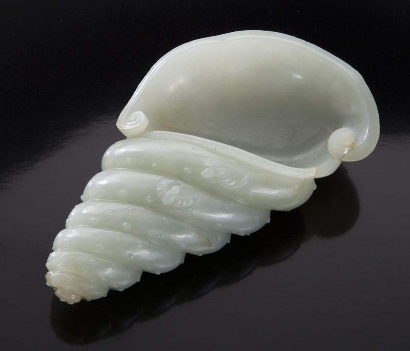 Chinese Qing carved jade brush
