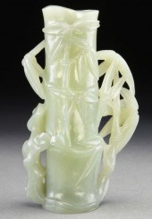 Chinese Qing carved jade cylin