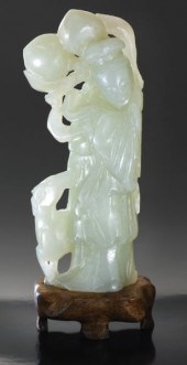 Chinese Qing carved jade figur
