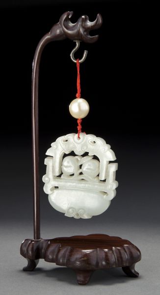 Chinese Qing carved white jade