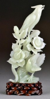 Chinese Qing Celedon Jade Bird