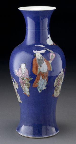 Chinese Qing famille rose over blue
