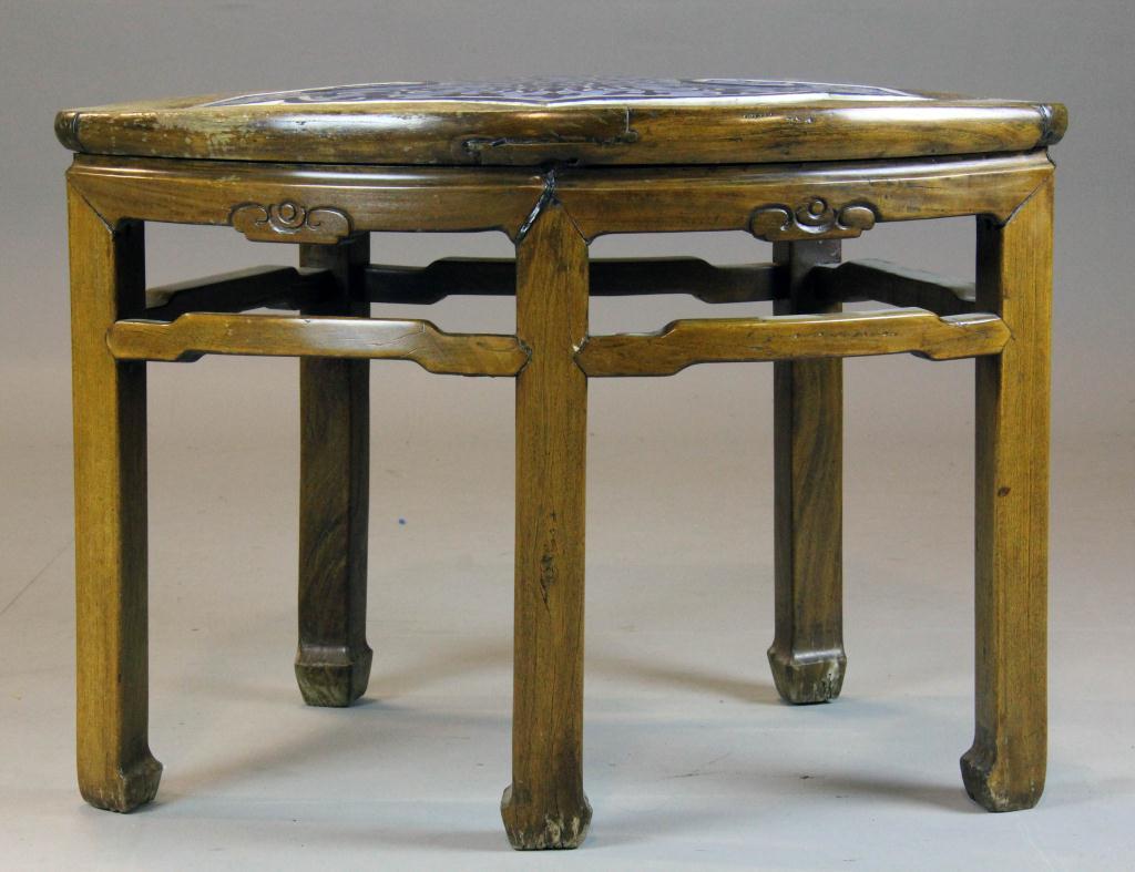 Chinese Qing Hardwood And Porcelain