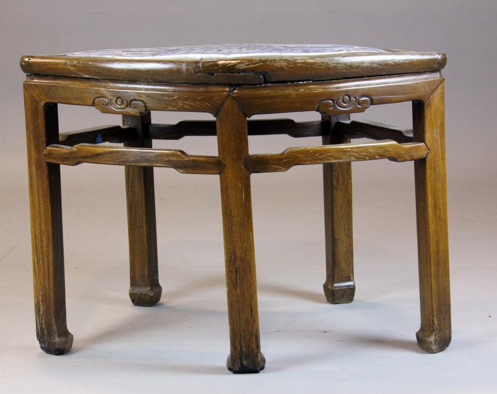 Chinese Qing Hardwood And Porcelain