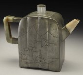 Chinese Qing jade and tin moun