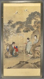 Chinese Qing watercolor on sil