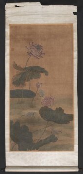 Chinese Qing watercolor on sil