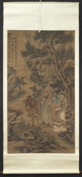 Chinese Qing watercolor scroll
