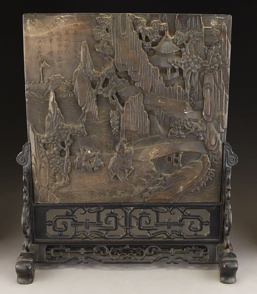 Chinese Qiyang stone table screen