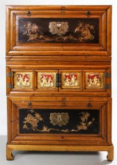 CHINESE RATTAN AND LACQUER STA