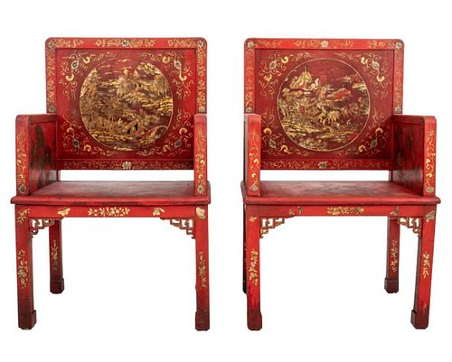 CHINESE RED AND GILT LACQUER