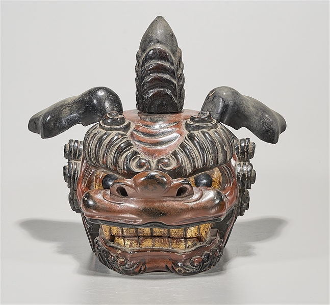 Chinese red and gilt painted wood