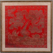 CHINESE RED AND GOLD KESI PANE
