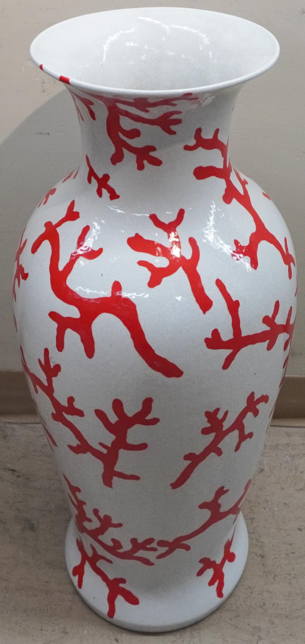 CHINESE RED AND WHITE CERAMIC FLOOR