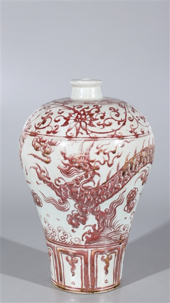 Chinese red and white vase
