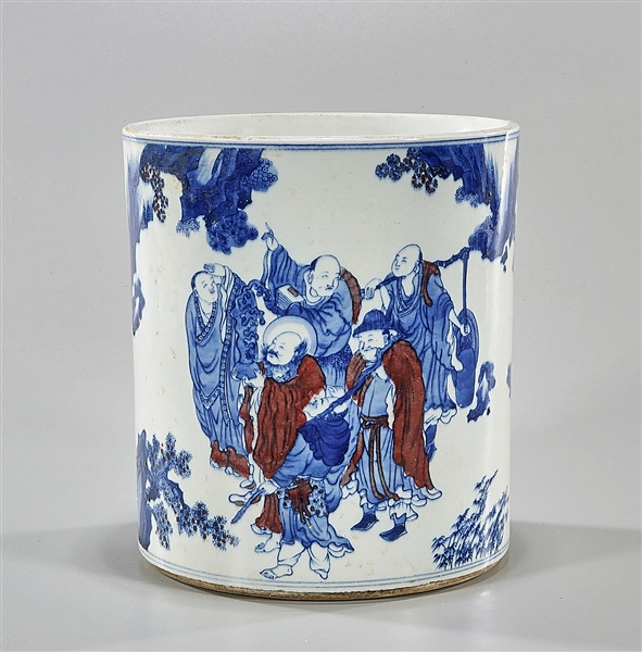 Chinese red, blue and white
