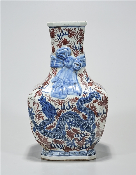 Chinese red, blue and white