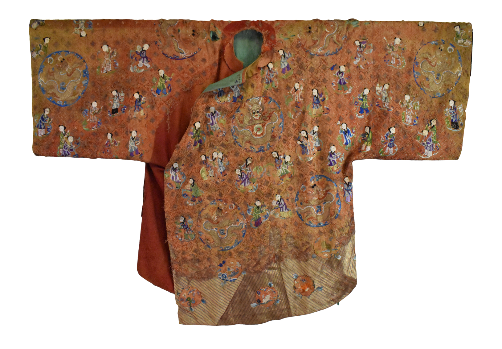 CHINESE RED EMBROIDERY ROBE W/