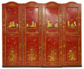 CHINESE RED & GILT LACQUERED F