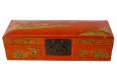 CHINESE RED & GILT LACQUERED B