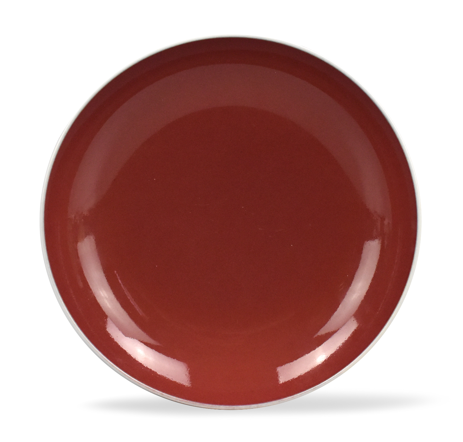 CHINESE RED GLAZE PLATE W/ QIANLONG