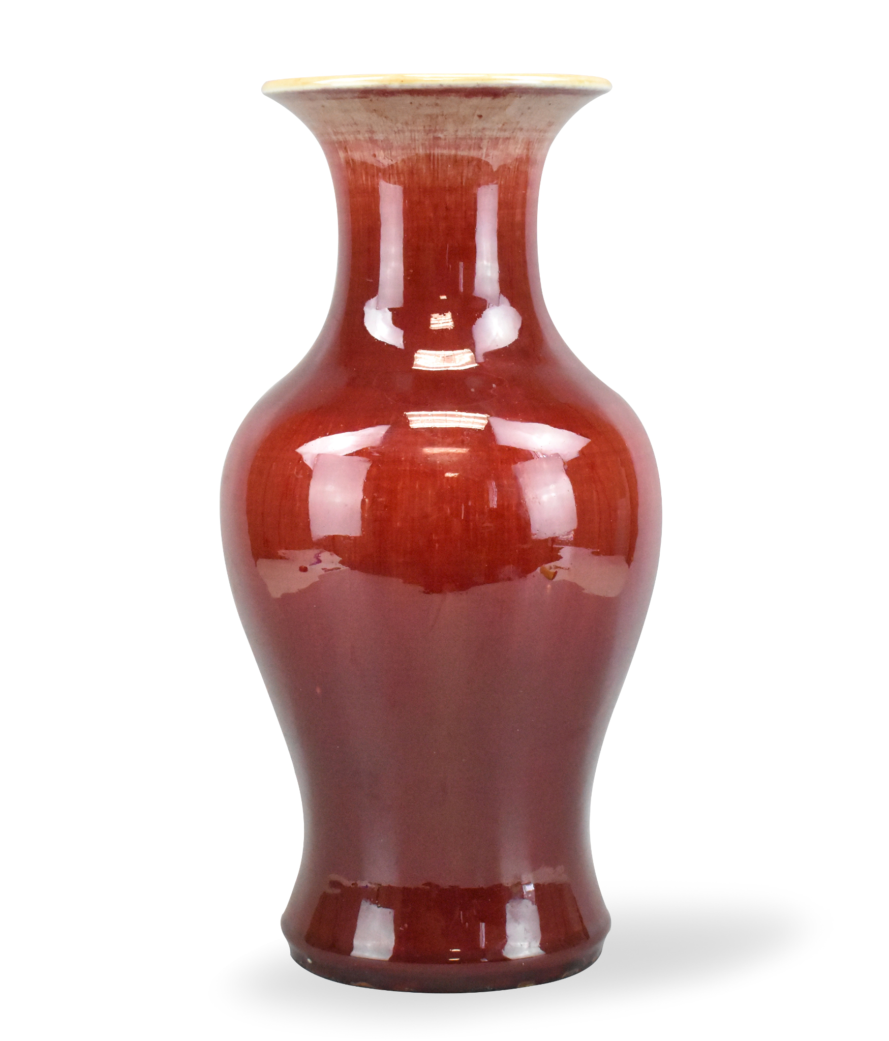 CHINESE RED GLAZED GUANYIN VASE