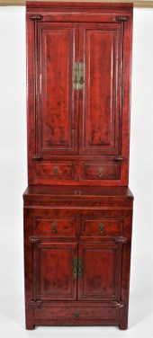 CHINESE RED LACQUER CABINET, I