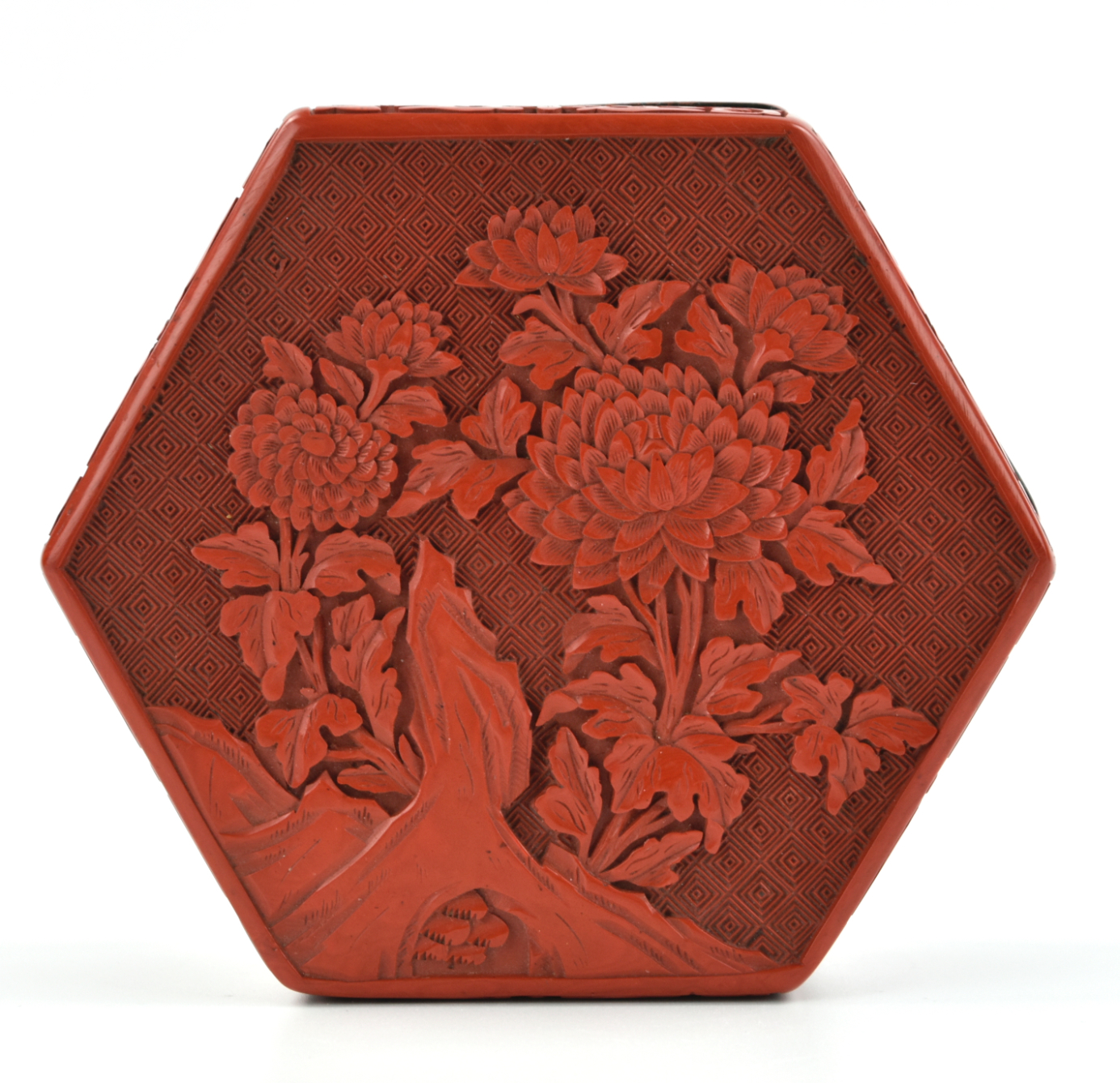 CHINESE RED LACQUER HEXAGONAL