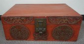 CHINESE RED LACQUER LIFT-TOP T