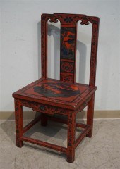 CHINESE RED LACQUER SIDE CHAIR