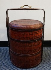 CHINESE RED LACQUER STACKING P