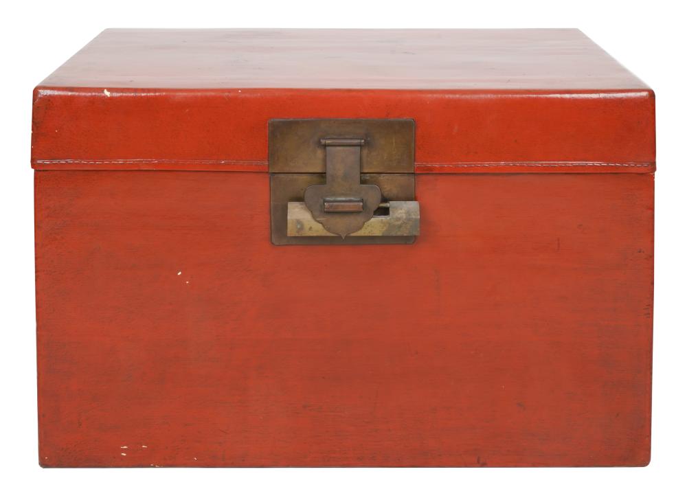 CHINESE RED LACQUER TRUNKwith metal