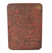 CHINESE RED LACQUER WOOD CARVE