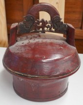 CHINESE RED LACQUERED AND CARV