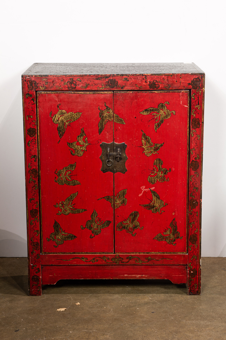 CHINESE RED LACQUERED CABINET