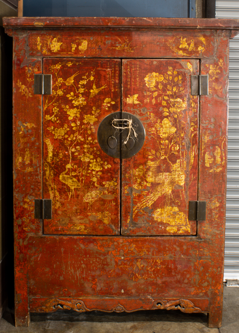 CHINESE RED LACQUERED CABINET