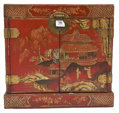 CHINESE RED LACQUERED CABINET,