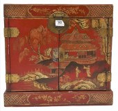 CHINESE RED LACQUERED CABINET,